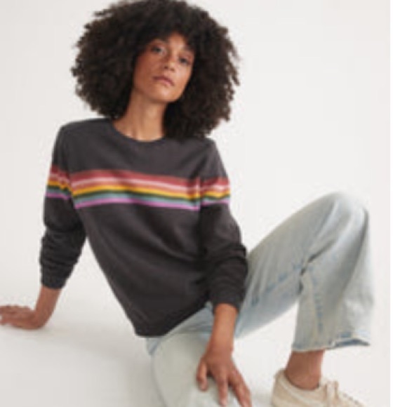 Marine Layer Anytime Sweatshirt - washed black/rainbow size S - Picture 1 of 4